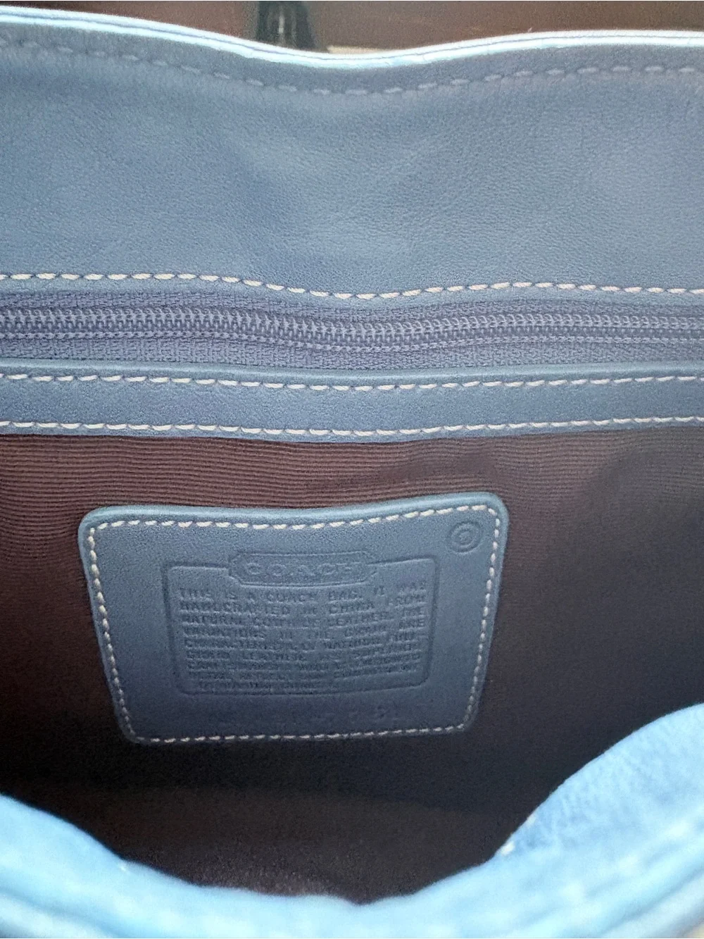 Coach Hamptons leather hobo blue shoulder bag with front lobster-clasp